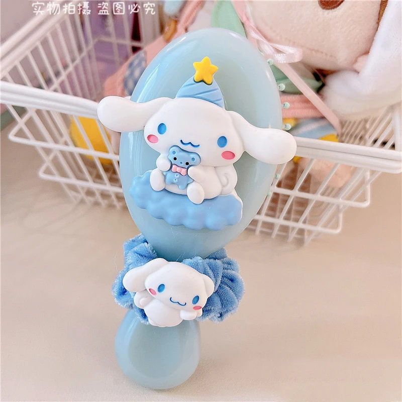 Kawaii Ins Sanrio Curly Comb with Elastic Hair Bands Cartoon Pochacco Edge Brush Scalp Massager Cute Hair Accessories for Girls