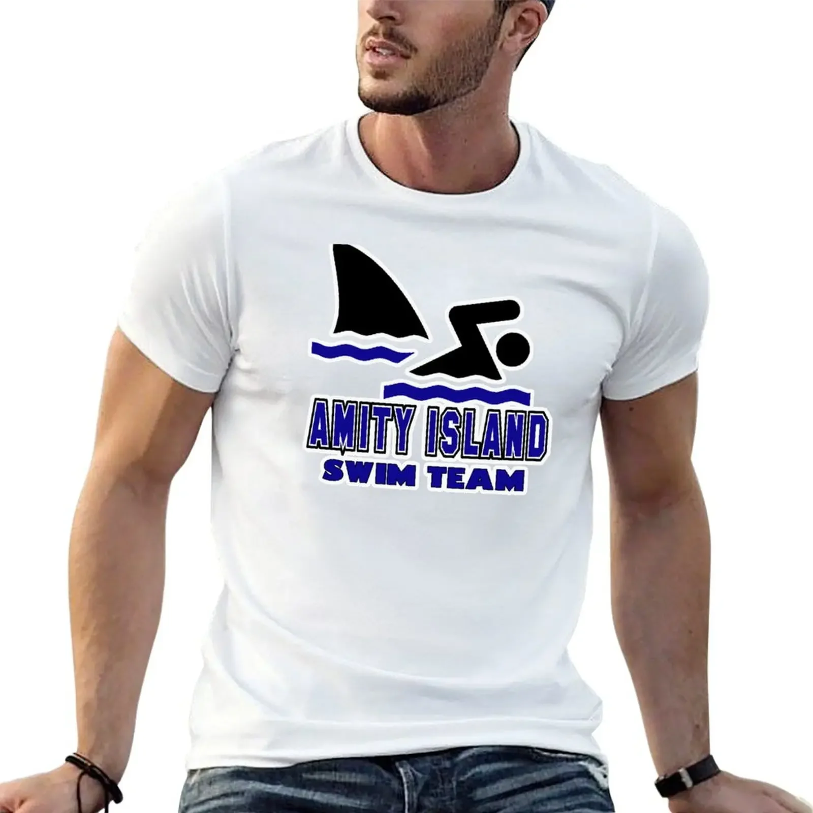 

Amity Island Swim Team T-Shirt plus sizes customs design your own workout shirts for men