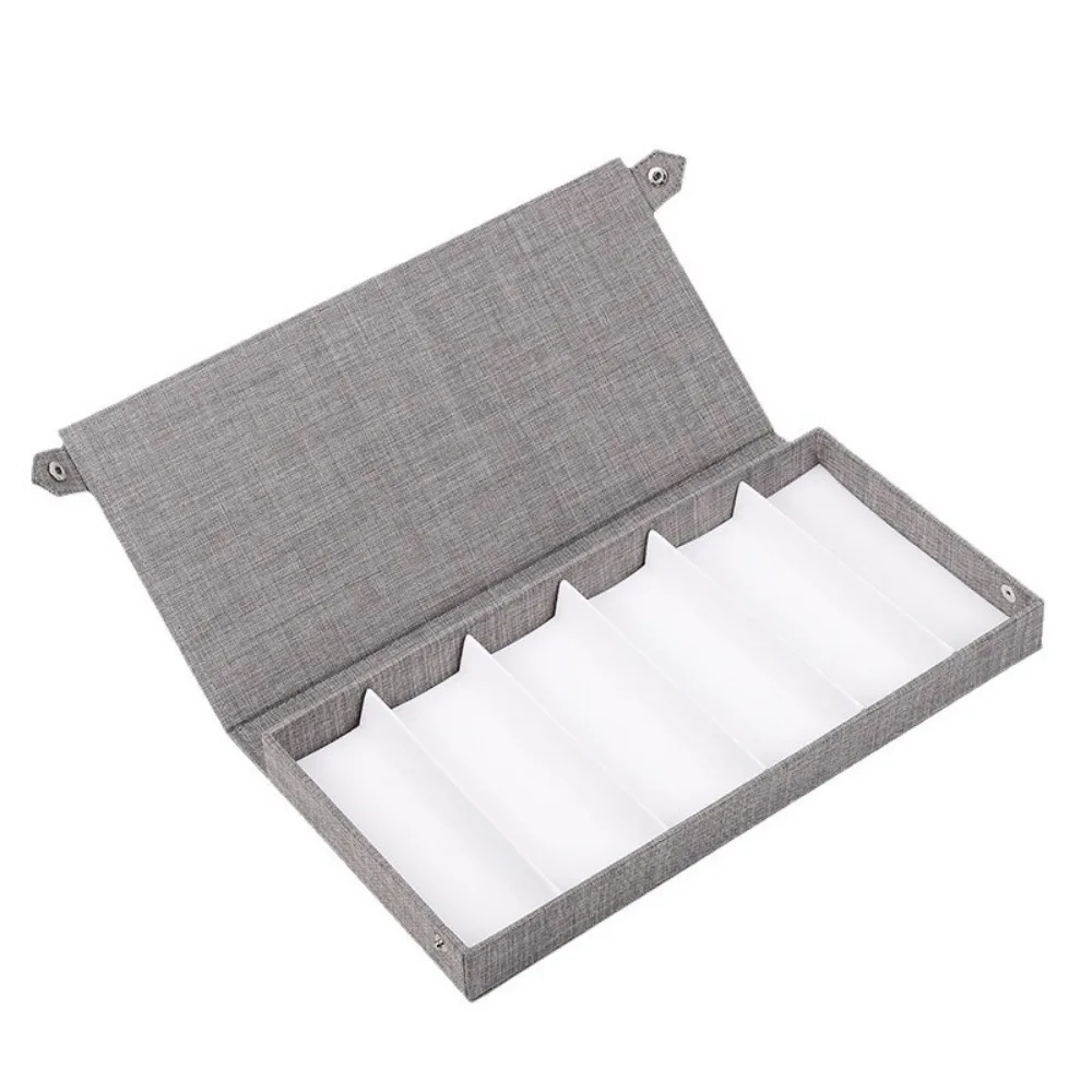 

Multi Grid 6 Slots Glasses Case Linen Anti Pressure Eyeglass Display Box Portable Travel Sunglasses Organizer For Women Men
