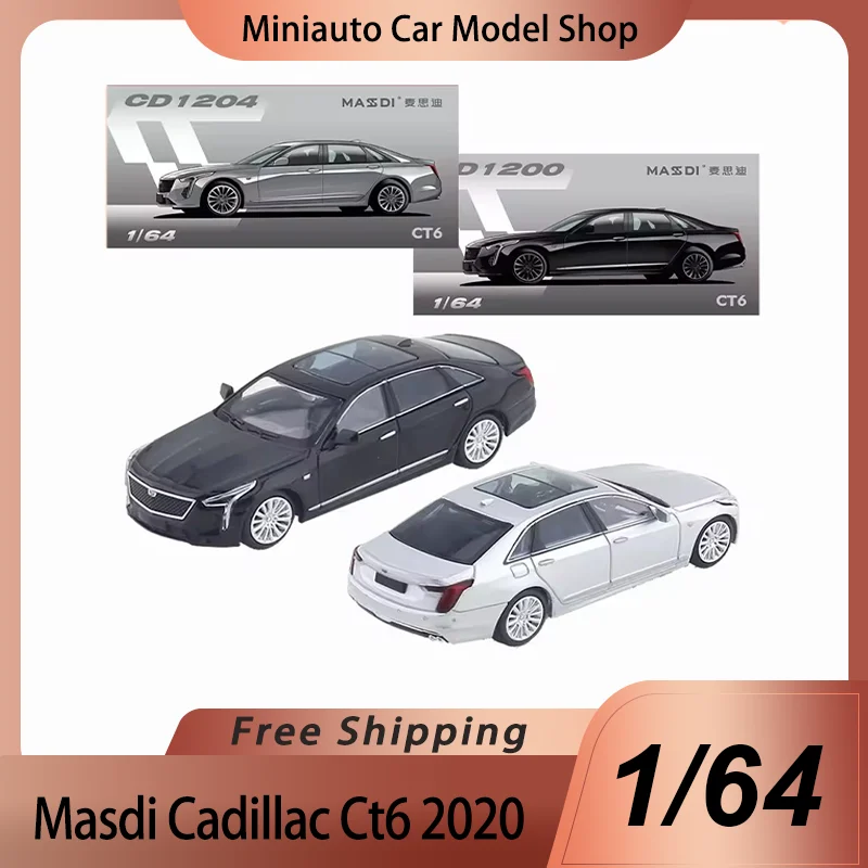 Nuevo en Stock Masdi 1:64 Cadillac Ct6 aleación miniatura Cadillac Sedan coche Ct6 Ct5 adornos de colección de coches juguetes personalizados regalo para niños