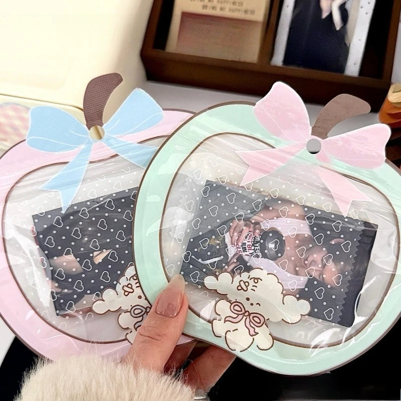 New Ins Novelty Apple Shape Zipper Photocard Cover Case Aesthetic Photo Card Holder Gift Supplies Cute Candy Packaging Bags