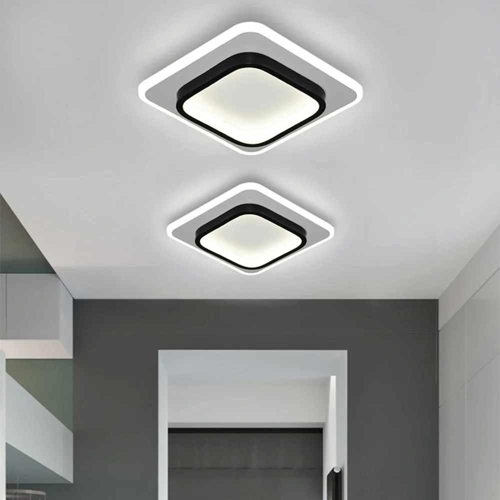 Energy Saving LED Lights Home Decoration Lighting Fixtures Tricolor Channel Ceiling Lights Square Corridor Foyer Ceiling Lamps