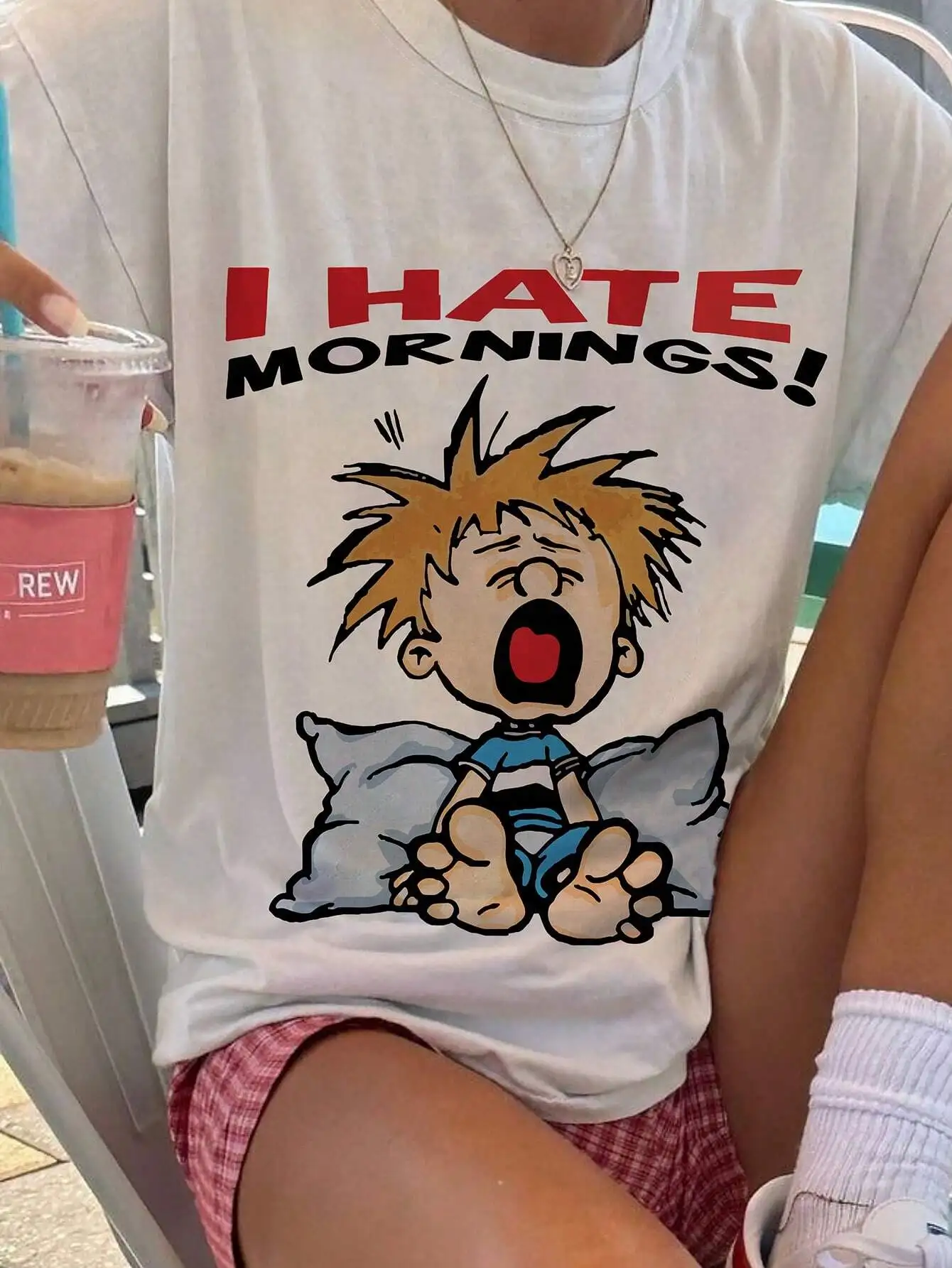 I Hate Morning Letter Printed Women Tshirt Short Sleeve Cotton Casual T-Shirt Funny Graphic Tees Tops Vintage Female Clothing