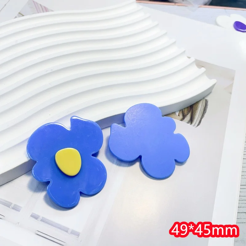 Wholesale 50pcs/lot color print cartoon flowers shape acrylic beads diy jewelry garment hair accessory