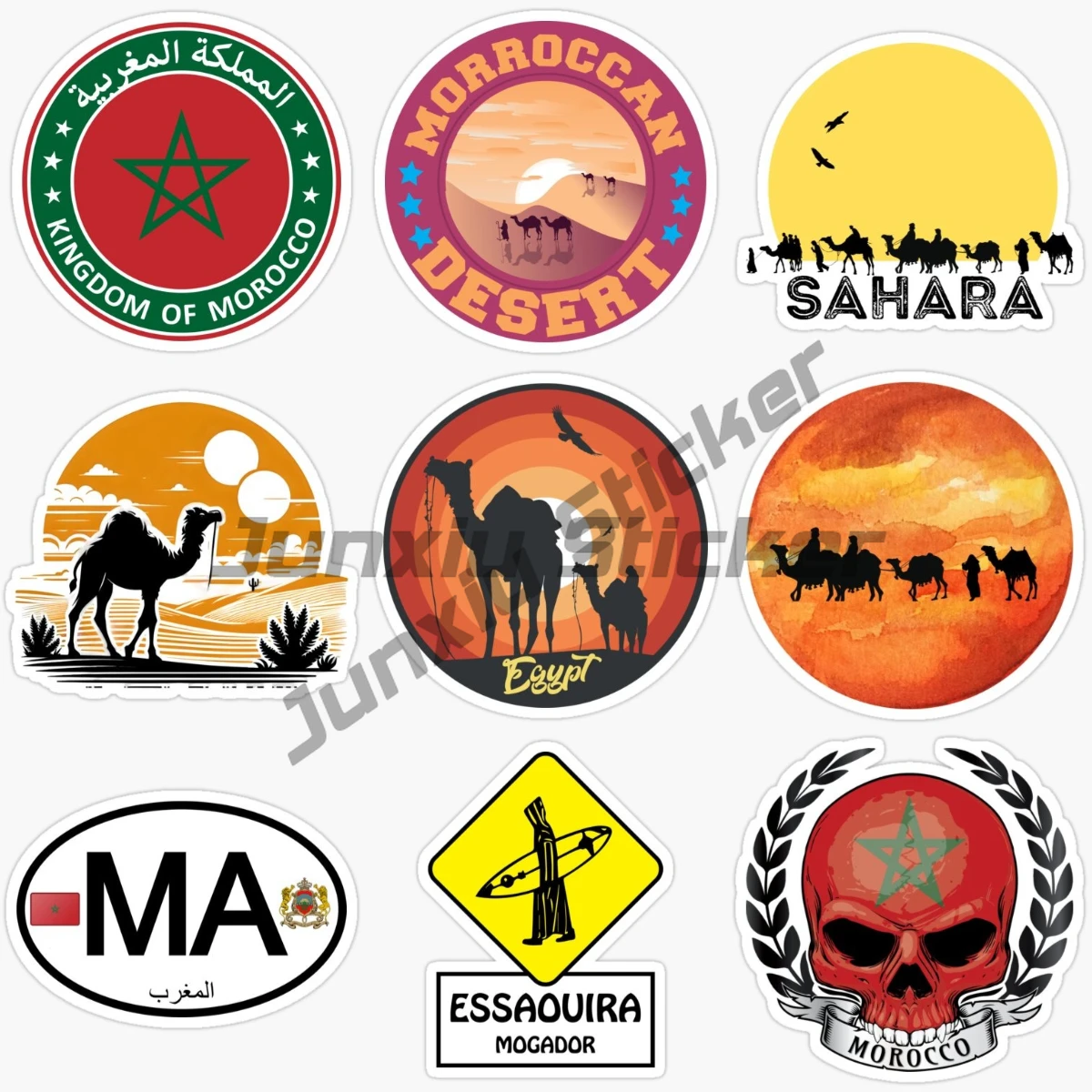 

Morocco Merzouga PVC Car Sticker Coat of Vinyl Self-adhesive Car Decals for Motorcycle Helmet Camper Accessories Decor