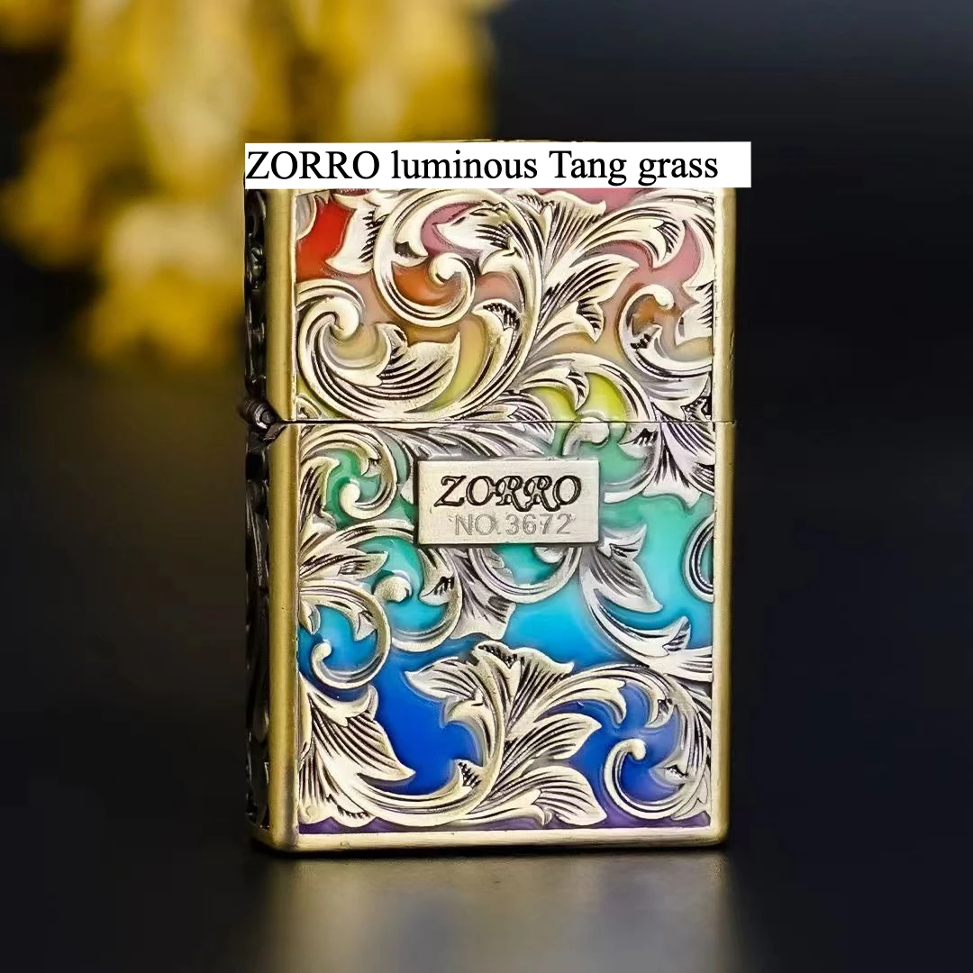 2026 ZORRO luminous rainbow Tang grass fuel lighter, classic windproof grinding wheel lighter, cigarette accessories, men's gift