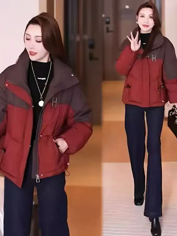 Damen ort Thiened Stehkragen Brotmantel Baumwolle Jaet Warm Sli Neue Winter Faionable Baumwolle Kleidung Oberbekleidung