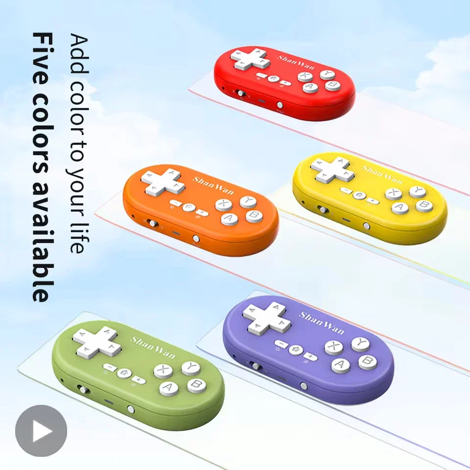 Mini Bluetooth Game Controller, Wireless Portable Gamepad, 3 Modes Switch, Cross Key Convert Joystick, for Android iOS Windows