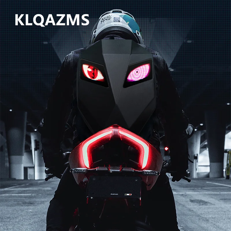 

KLQDZMS ABS+PC Men's Backpack Motorcycle Helmet Double Shoulder Back Night Riding Leisure Schoolbag Laptop LED Lighting Way Bag