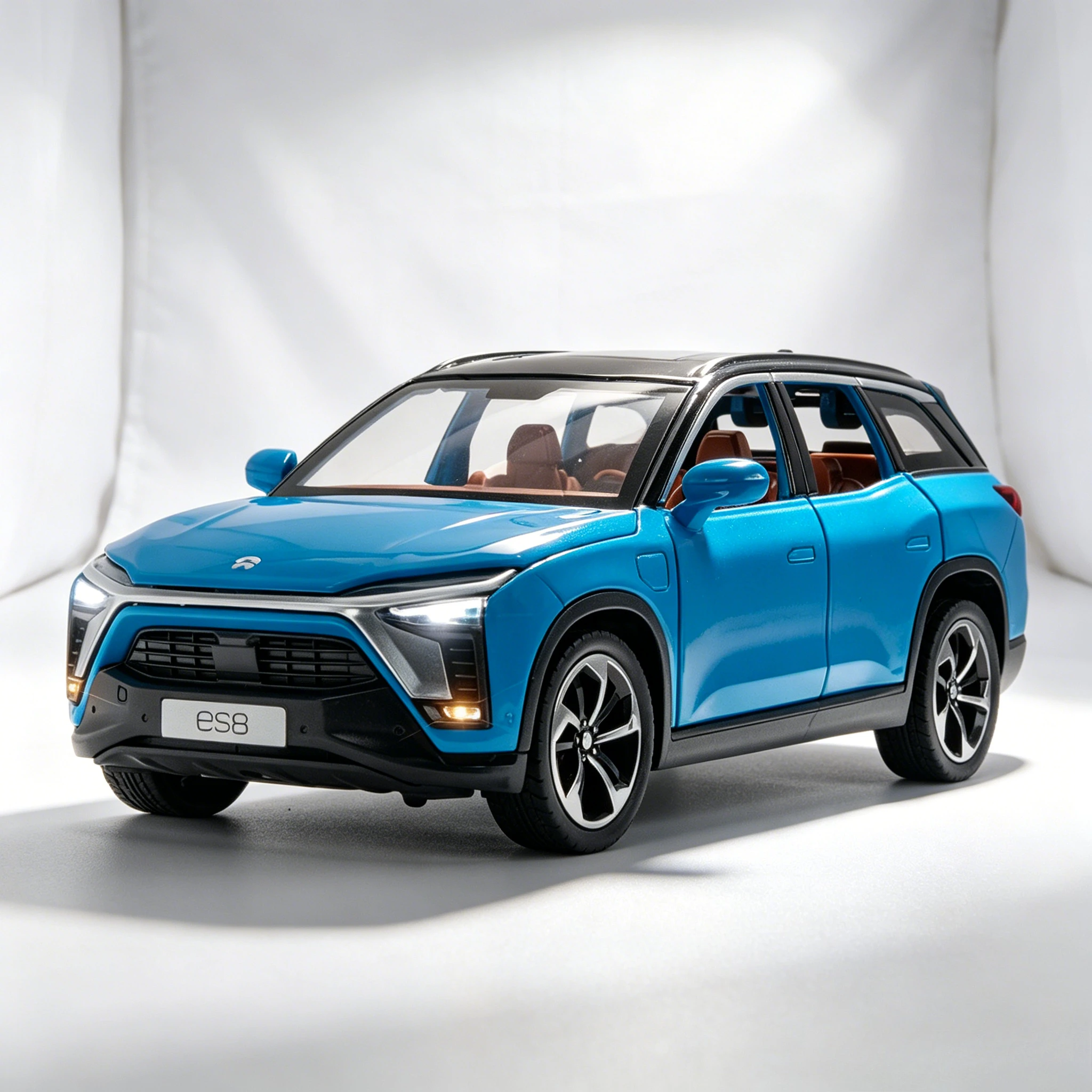 

1:24 Alloy NIO ES8 Miniature Toy Car Models Metal Diecast Pull Back Sound Light 6 Doors Opened Vehicle Toys Children Presents