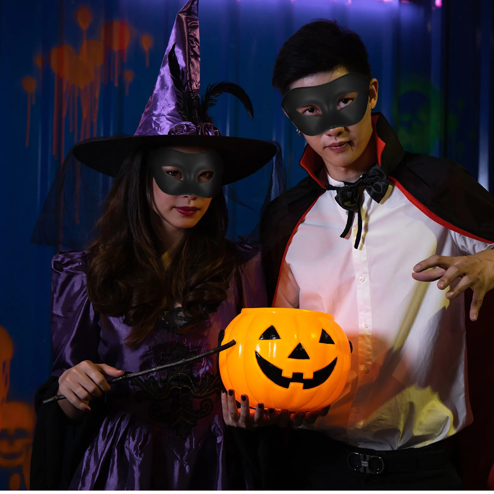 

Black Halloween Mask Half Face Plastic Masquerade Mask for Adults Lightweight Elastic Band Party Accessory Plastic Masks