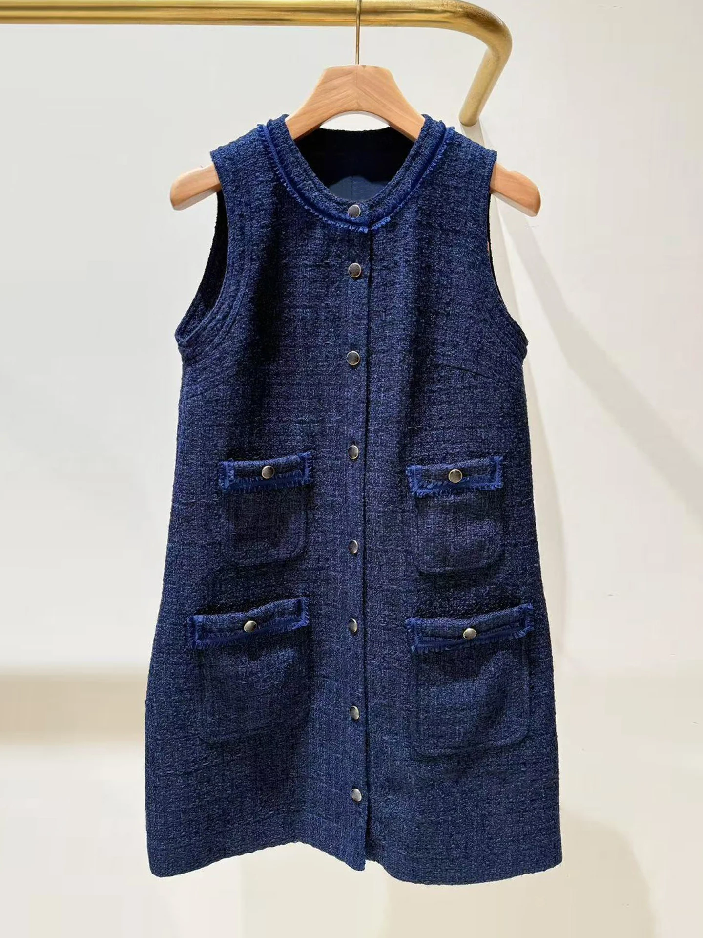 Sホームサウスオイル高級婦人服2025年秋レトロフレンチ風ツイードベストドレープ婦人服通勤ハイウエスト