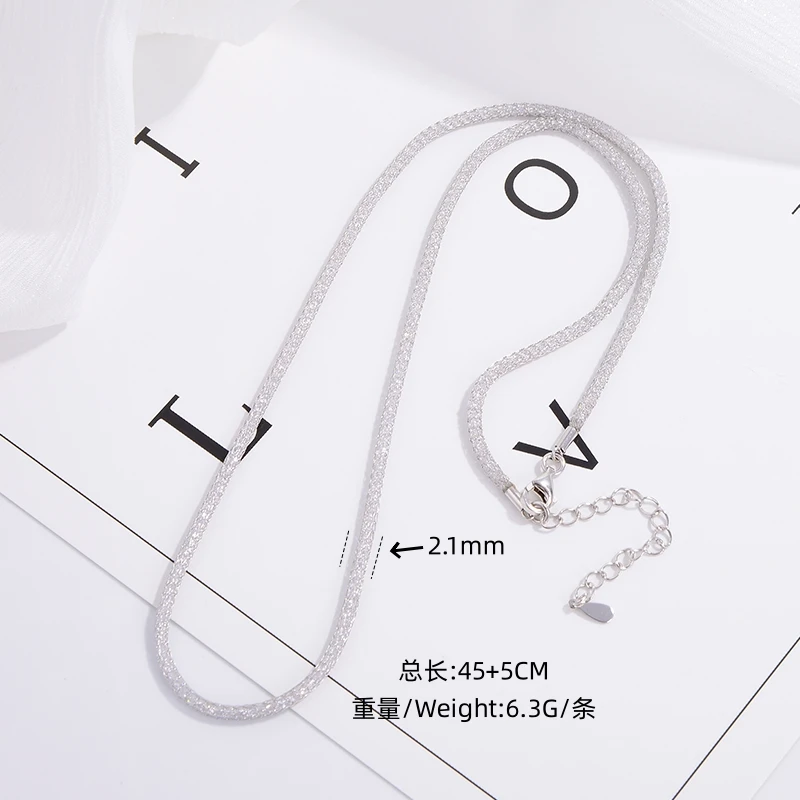 ZHUKOU Real Pure S925 Sterling Silver,Built-in zircon mesh thick necklace for DIY necklace Jewelry Accessory Making Supplies SL9