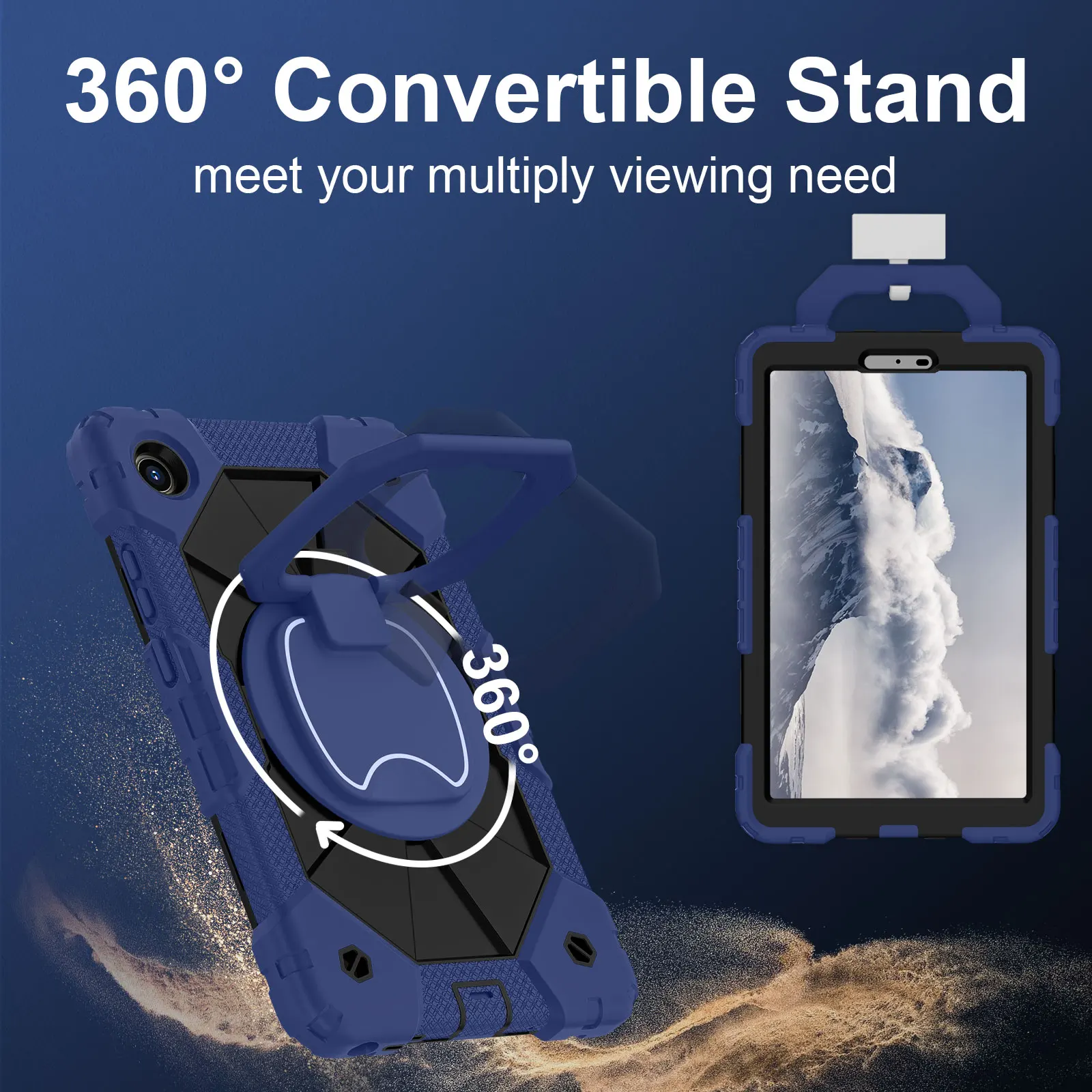 For Lenovo Tab K9 TB305FU 2025 Tab One 8.7 360 Rotation Bracelet Tablet Stand Case Thick Heavy Duty Shockproof Kickstand Cover