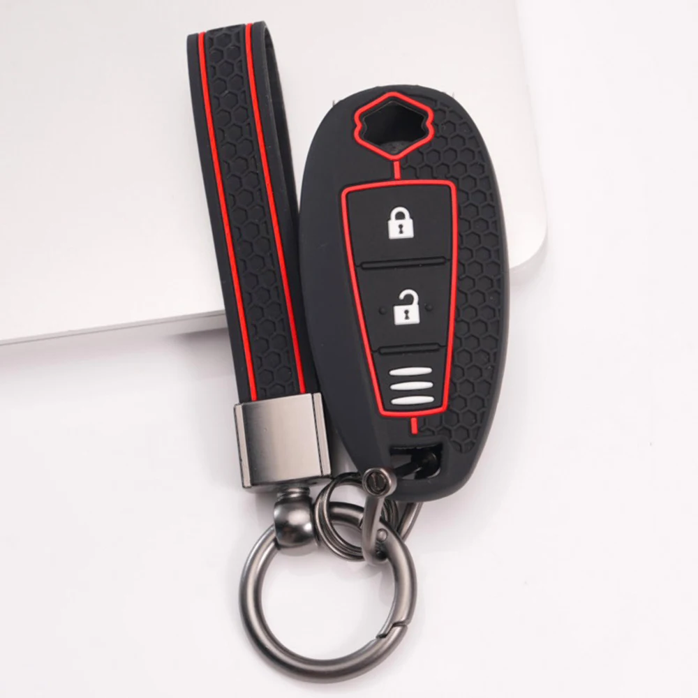 Silicone Key Cover With Wrist Strap For Suzuki Swift Vitara SX4 Baleno Ciaz Ertiga Ignis Kizashi S-cross Alivio Flexible Premium