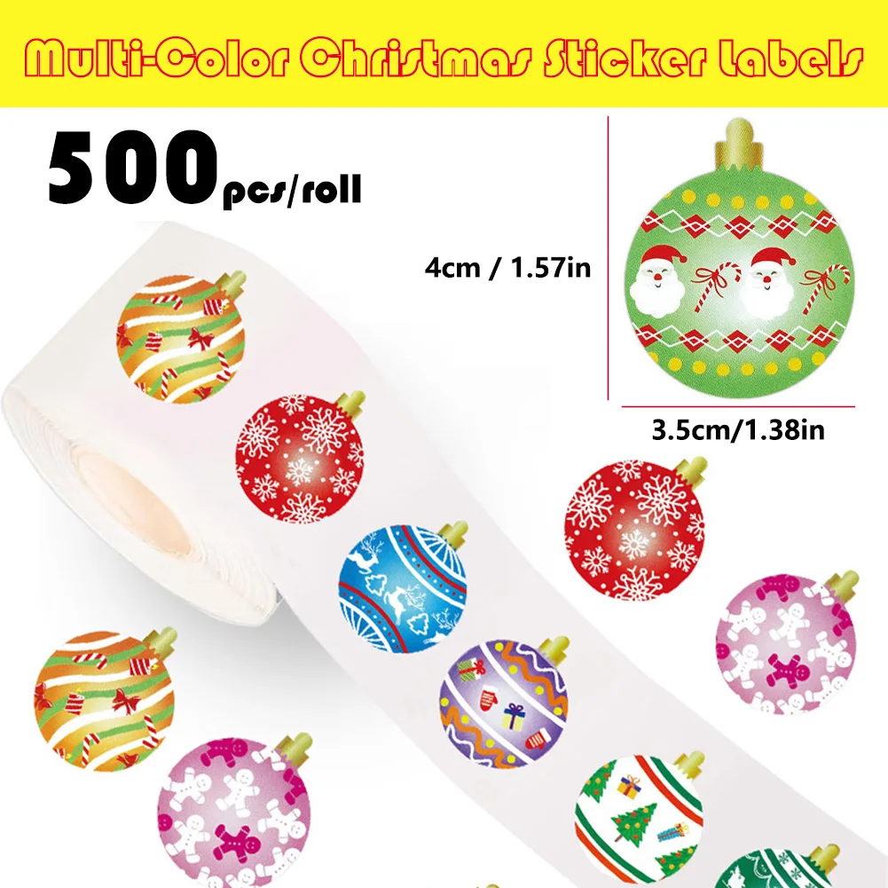 

500pcs/roll Christmas Sticker Labels Multi-Color Decorative tags stickers Gift Wrapping Decor Tags Self-Adhesive Holiday Decals