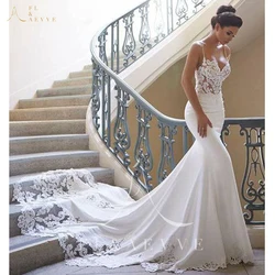 FL&AEVVE Elegant Spaghetti Straps Wedding Dress With Chapel Train Customized Mermaid Party Dresses for Special Events Gown