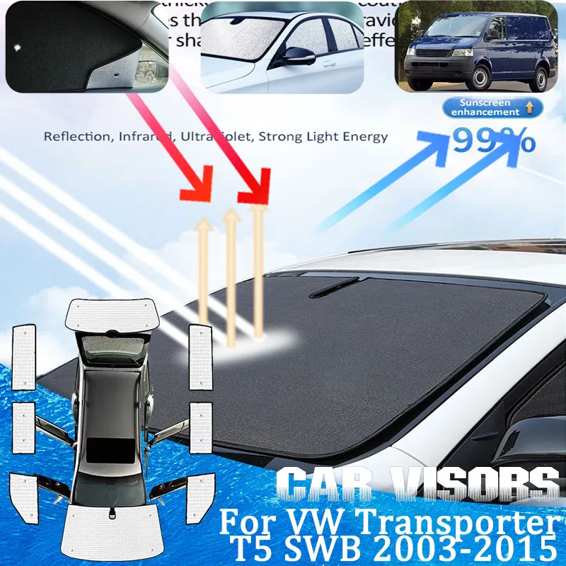 

For VW Volkswagen Transporter T5 2007 Accessories SWB 2003-2015 Car Sun Visors Full Window Visor Sunshade Covers Car Accessories