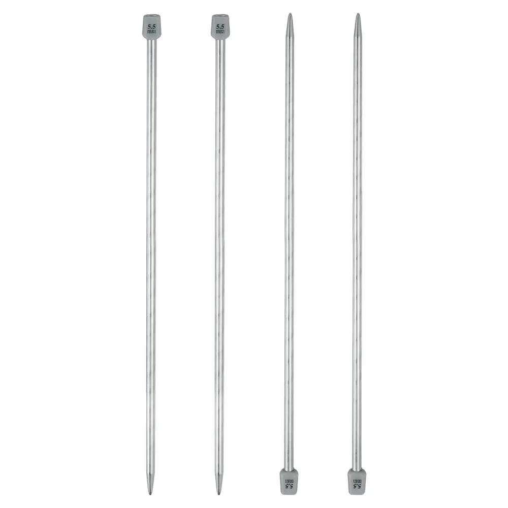 

4Pcs 5.5mm(I) Single Pointed Knitting Needles Stainless Steel 13.8 Inches Length Metal Weaving Tool for Handmade Projects DI