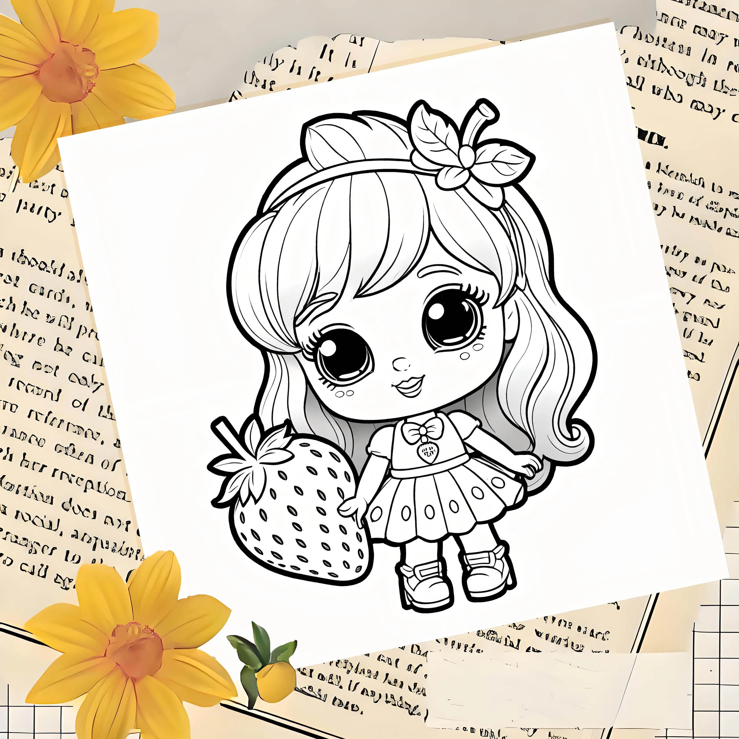 Adult Coloring Book: Cute Colorful Fruit Dolls and Charming Little Girls - Relaxing Art Therapy for Stress Relief and Creativity