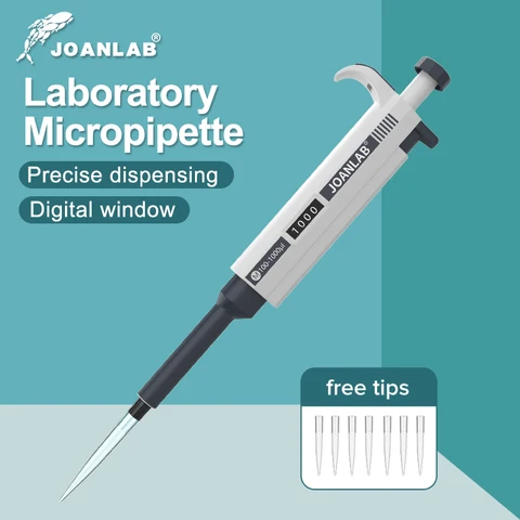 JOANLAB Micropipeta Laboratório Pipeta Automática Digital Ajustável Pipeta de Plástico Equipamento de Laboratório de Química Com Pontas de Pipeta