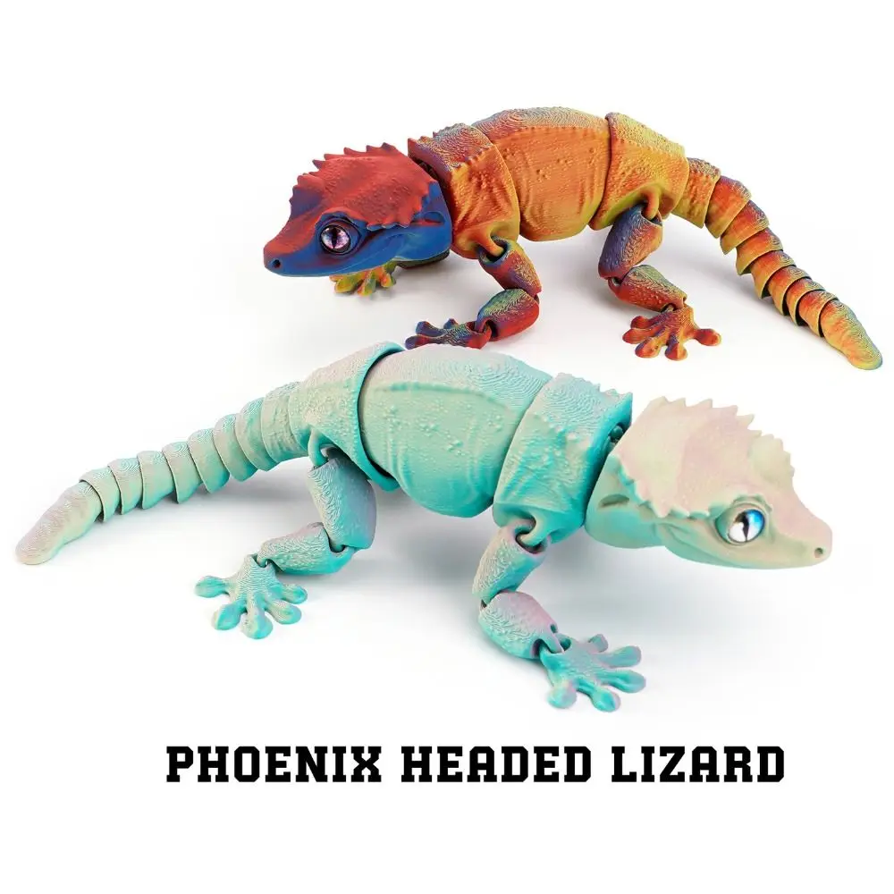 PLA Plastic 3D Printed Lizard Model 6 Colors 17cm Lizard Desktop Ornaments Multi-jointed Movable Animal Simulation Model