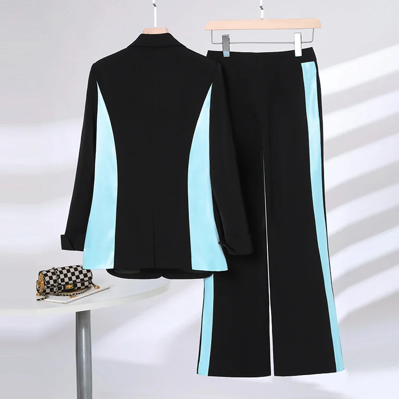 Zwart Damespak Broek Set 2-delige Blazer + Broek Lente Office Lady Business Werkkleding Jasje Formele Elegante Jas Prom Dress