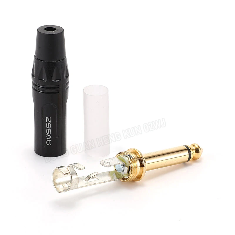 6.35Mm Audio Plug Jack 2/3-Core Rca Adapter Trs Dual Channel Gebalanceerde Luidspreker 6.35 Zwart/Rode Staart Mouw Rechte/Gebogen Pluggen