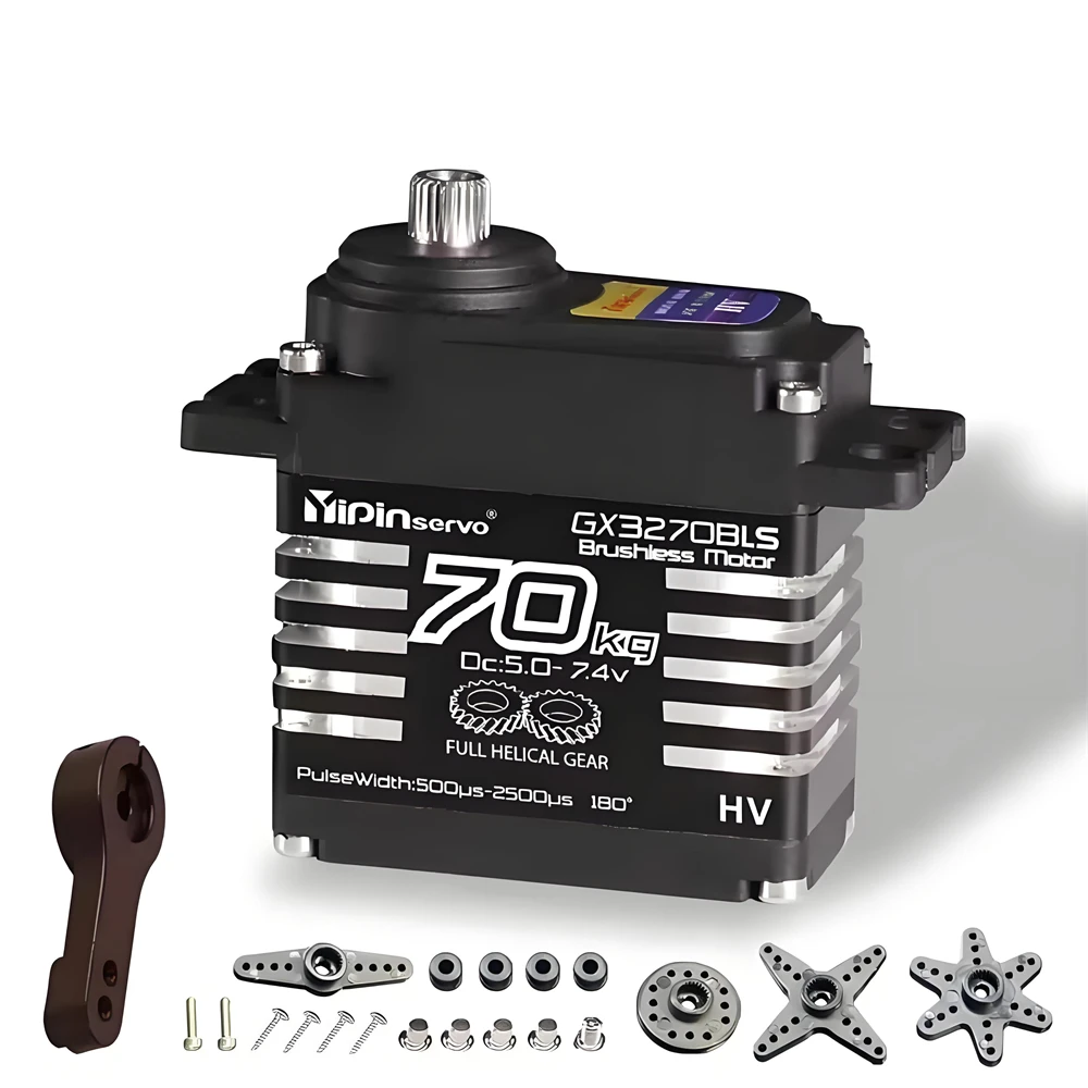 

YIPINSERVO GX3270BLS 25T 180°/270° 70kg High Torque Magnetic Induction IP68 Waterproof Digital Servo for 1/8 1/10 RC Cars
