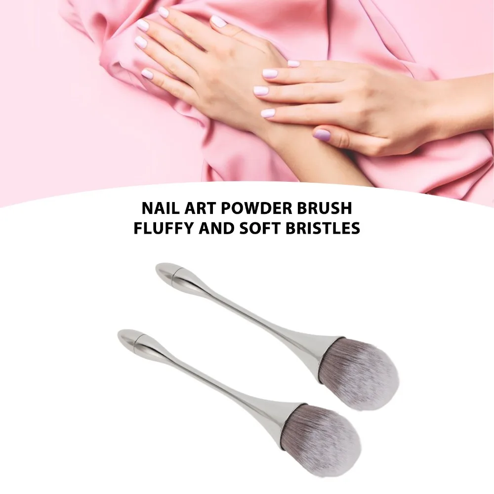 2pcs Soft Bristles Nail Art Powder Brush Ergonomic Handle Nail Powder Remover Powder Remover Brush Multipurpose Nail Dust Brush