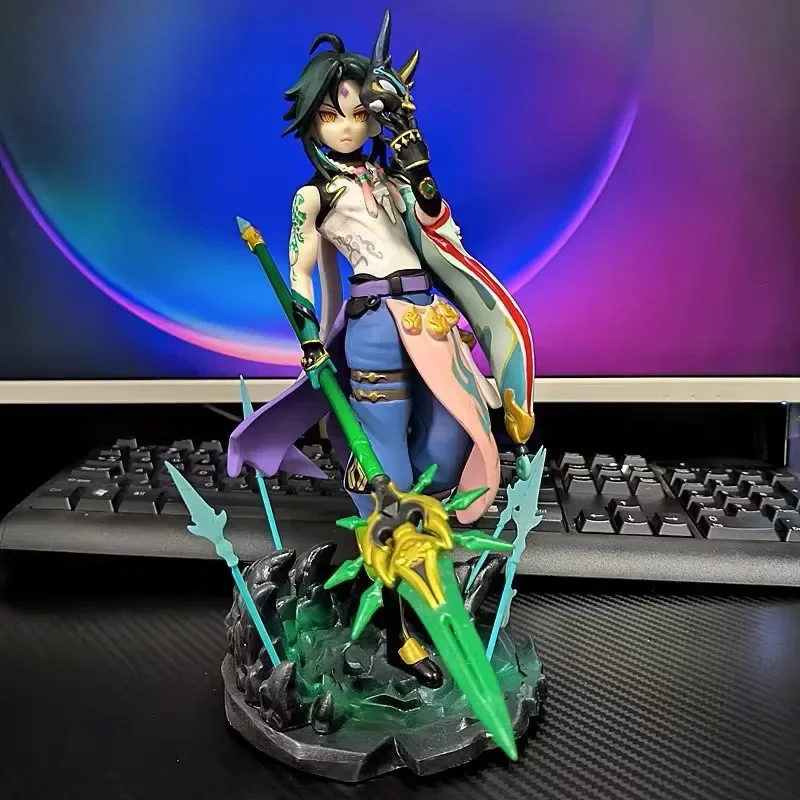 Anime Genshin Impacto Xiao Guarda Noite Lança Ver Figuras, Noctilucent PVC Figura Modelo, Collectible Desktop Ornamentos, Presente Brinquedos, 29 centímetros