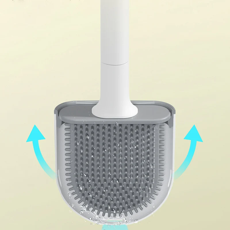 Wall-mounted toilet brush silicone flat brush head toilet brush cleaning brush set toilet clean brush bathroom