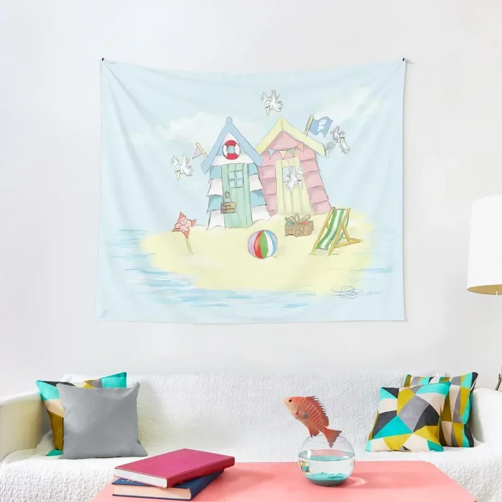 

Beach Huts - Gone Swimming Tapestry Kawaii Room Decor Cute Decor Tapestry