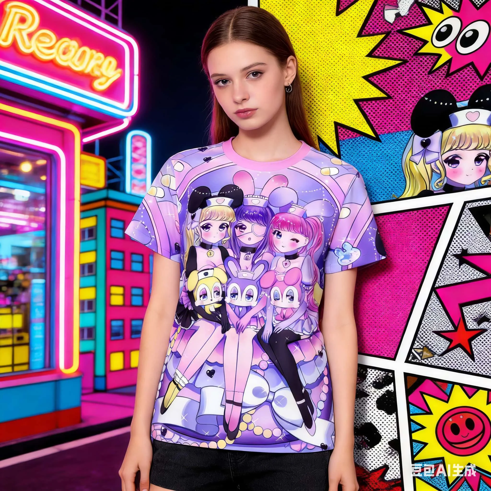Sisters New Sweet Cute Girls Street T-shirt Y2K Harajuku Style Adult/Children Leisure Sports Large Loose Short Sleeve Kids
