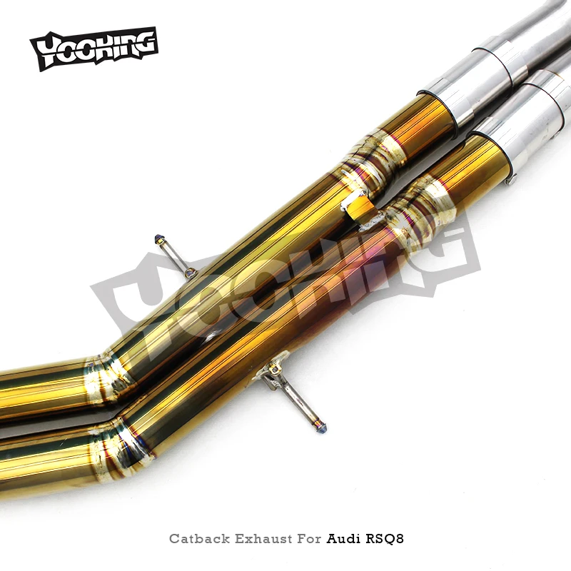 Custom Valvetronic Exhaust System For Audi RS Q8/RSQ8/Q8 2019-2023 Active Sound SUS304 Front Pipe Titanium Catback Muffler