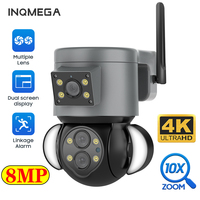 INQMEGA 8MP 4K 10X Surveillance Camera PTZ Outdoor Security Protection Kamera Dome Human Detection Cam Compatible WIFI and RJ45