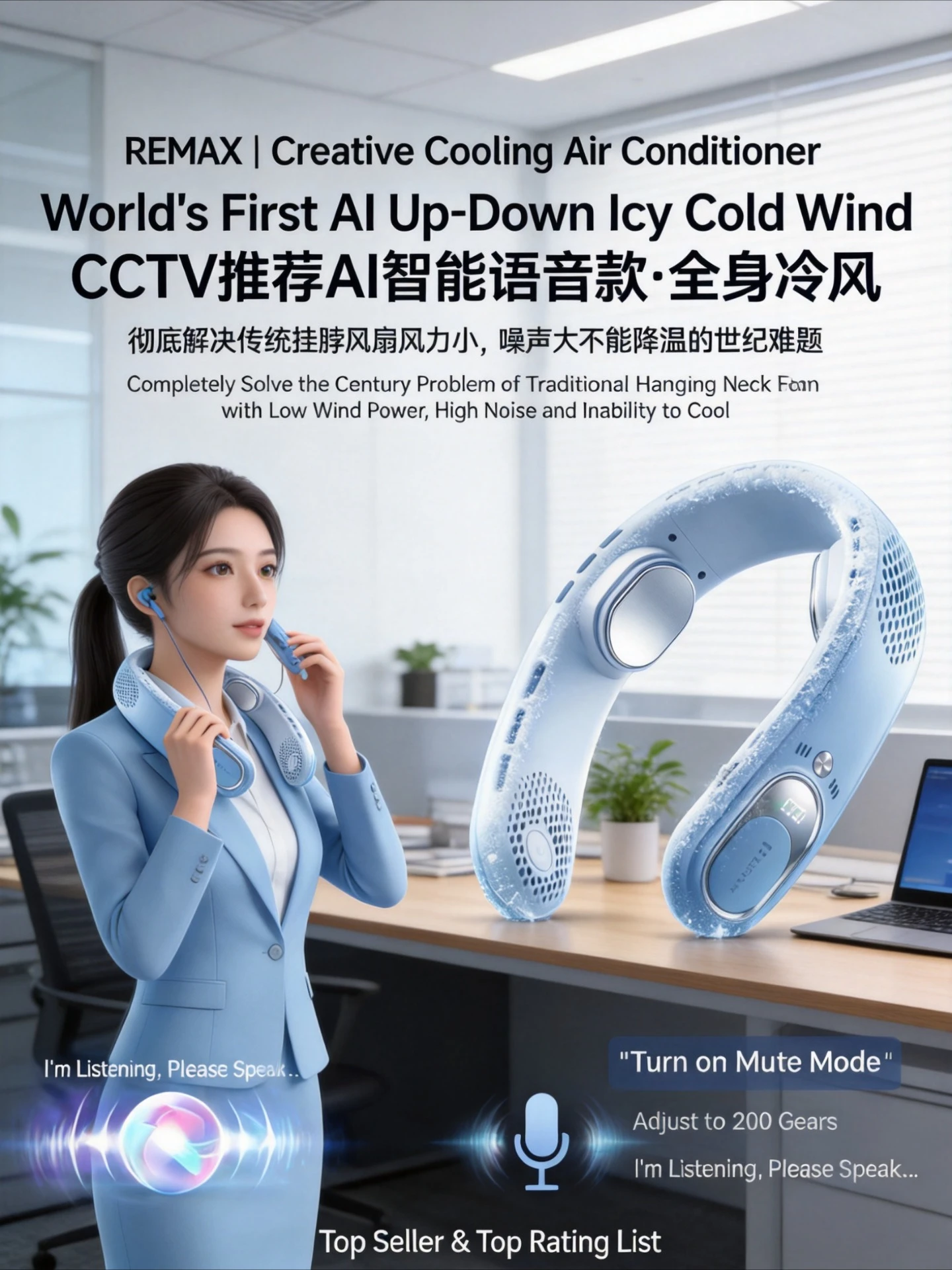 Cooling Hanging Neck Fan USB Rechargeable Silent Mini Portable Air Cooler Long Lasting Outdoor Cooling Gadget For Students