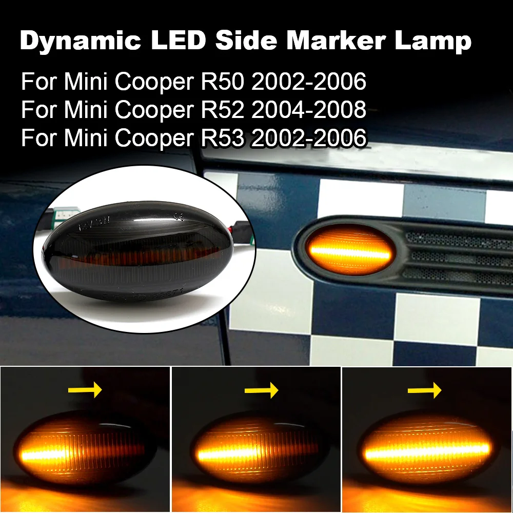 For BMW For MINI Cooper R50 R52 R53 2002-2008 Dynamic LED Fender Marker Flowing Light Side Marker Repeater Dynamic Lamp 2PCS