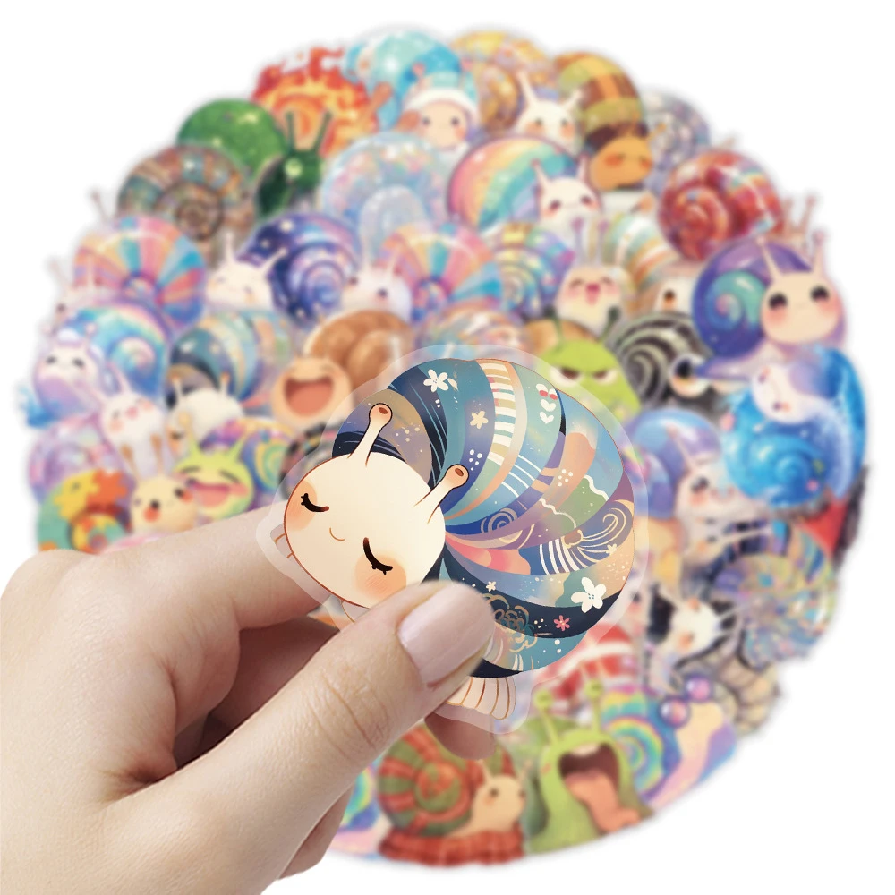 10/30/50pcs Transparent Colorful Snail Shell Stickers Cartoon Decorative Sticker For Cup Water Bottle Diary Phone DIY Stationery
