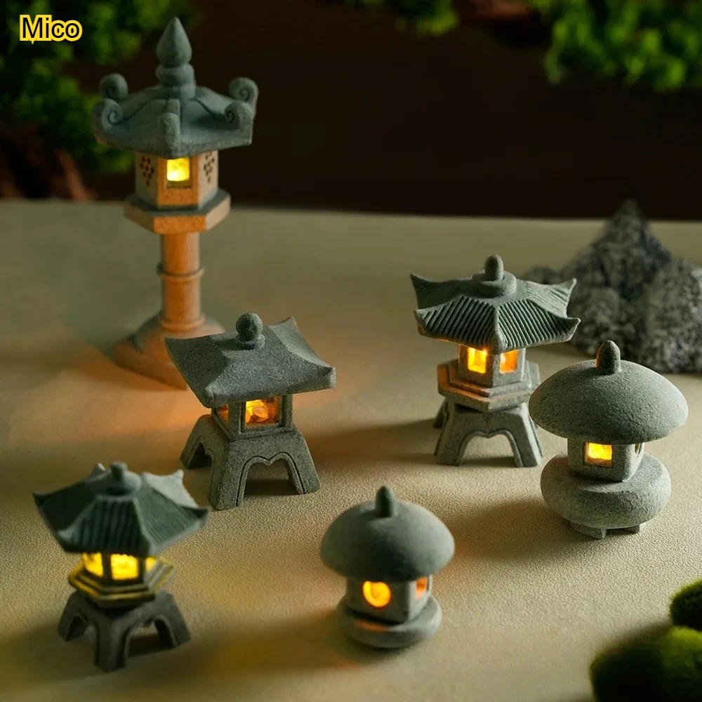 Mini Zen Stone Lantern, Japanese Pagoda Lamp for Miniature Garden, Bonsai & Fish Tank Aquarium Landscape Decor