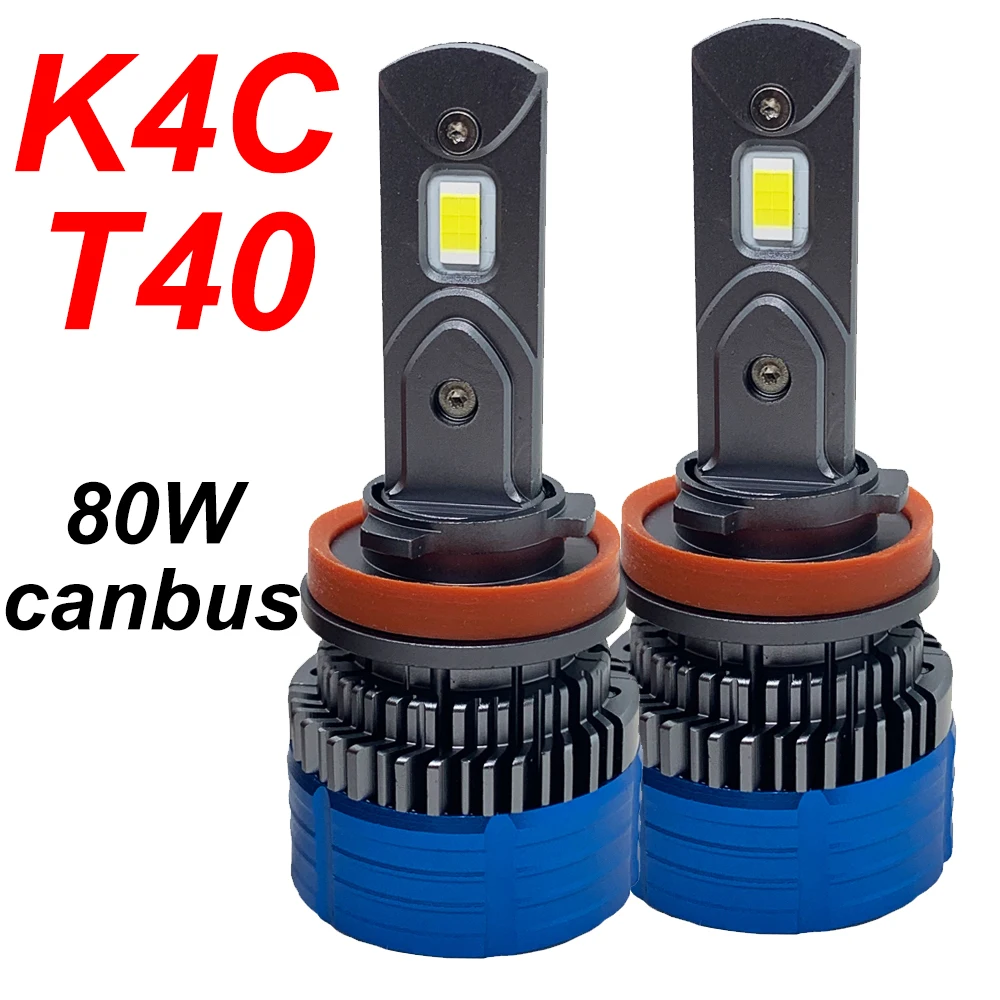 

K4C Original Factory Production T40 H7 H4 H8 H11 6000K Led Car Lamps HB3 HB4 Led Headlight Bulb Led Fog Light Kit For Car 2PCS