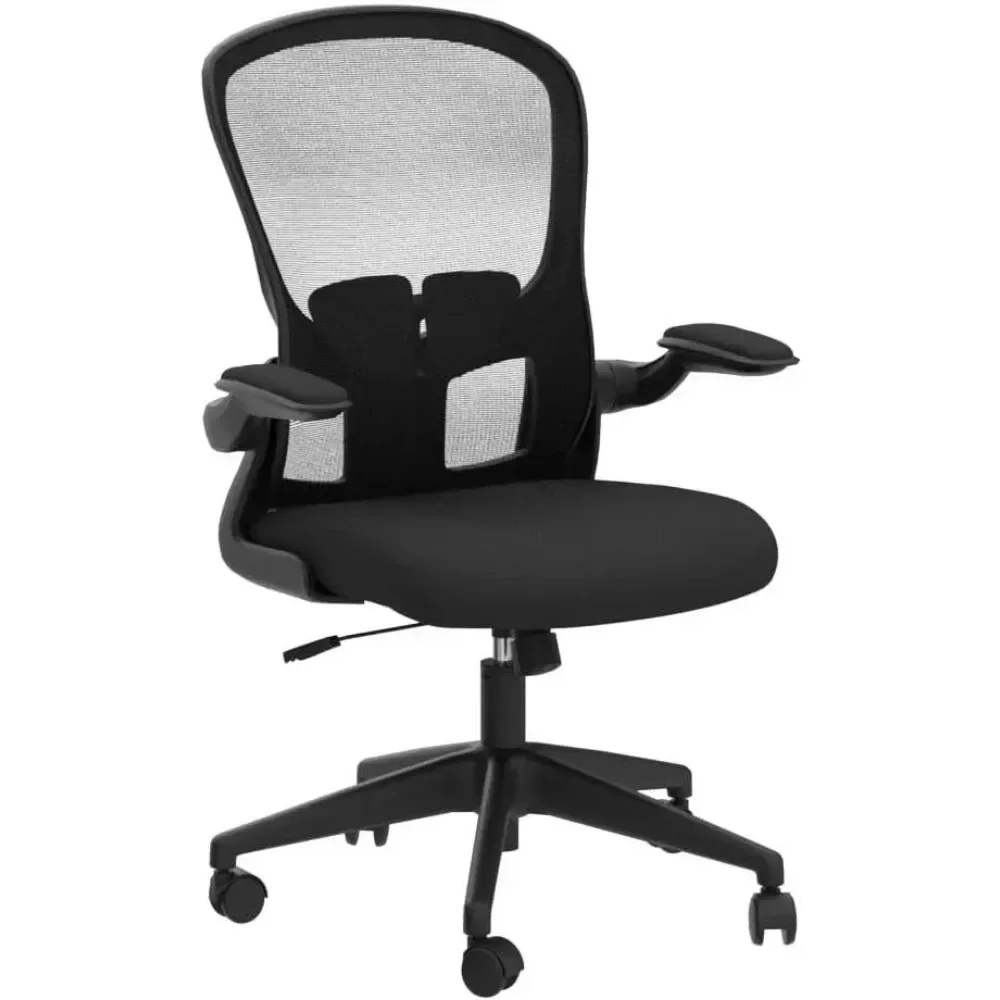 Office Desk Chair, Ergonomic PC Desk Chairs with Wheels and Flip-up Armrests, Adjustable Lumbar Support, Swivel Computer Chair