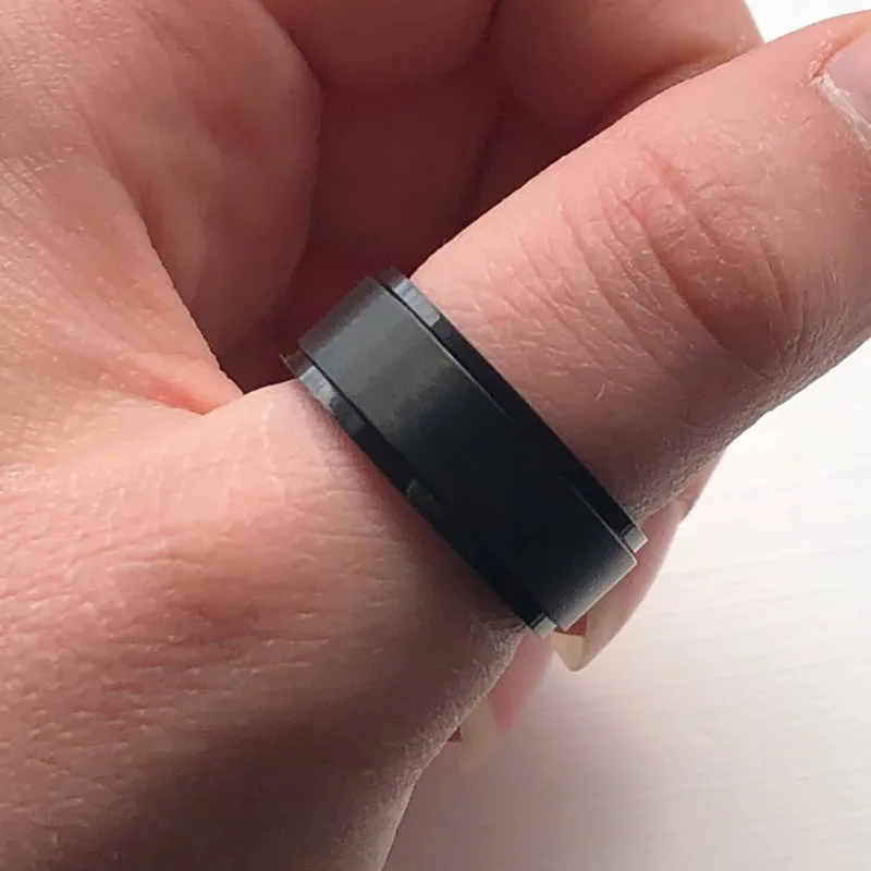 Anillos giratorios de ansiedad para hombre y mujer, anillo giratorio de acero inoxidable negro, accesorios antiestrés, joyería