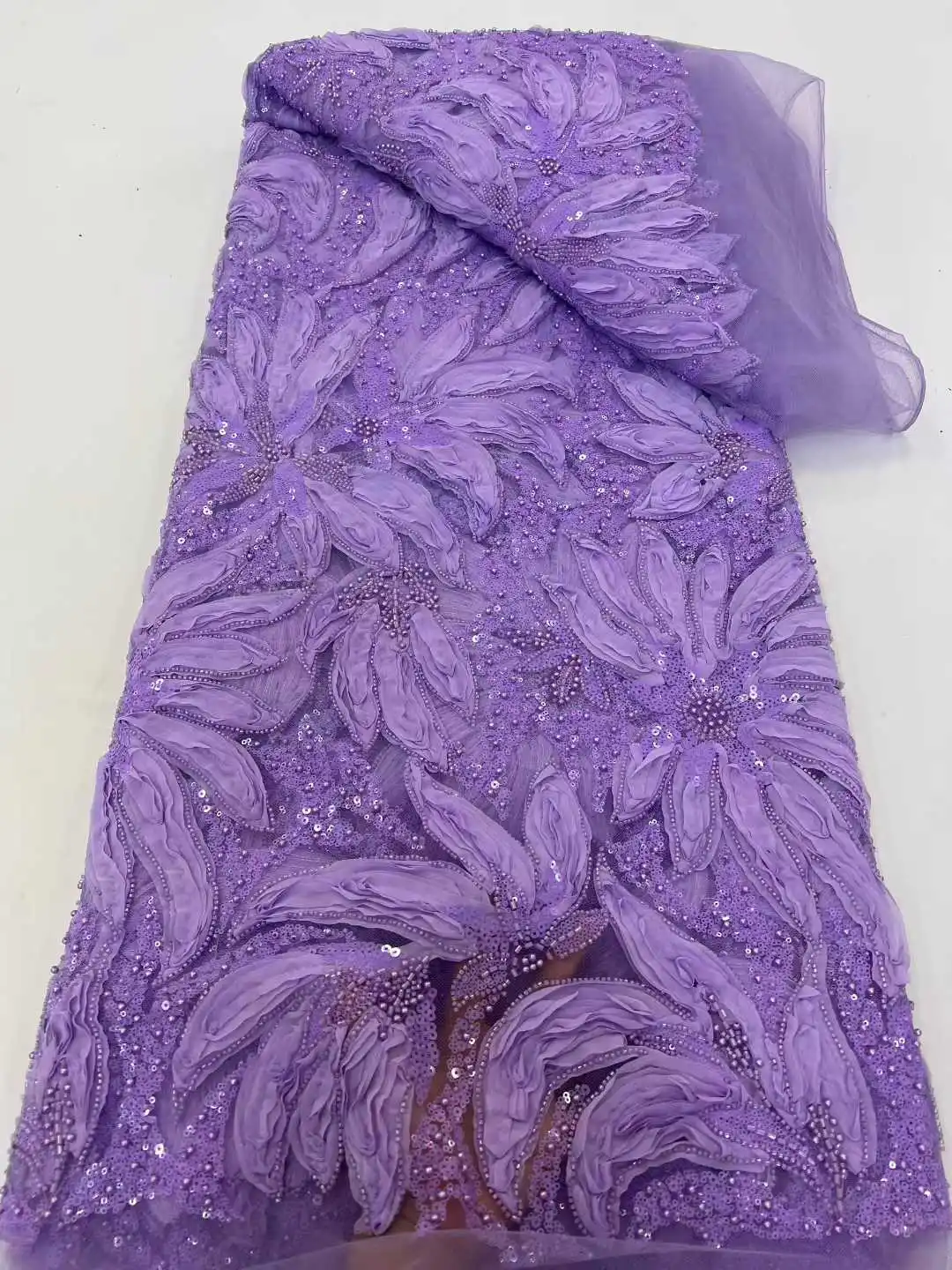 Nigerian Sequin Embroidery African Fabric Hot Selling French Groom Lace Fabric High Quality Lace 5 Yards Party Christmas Dress