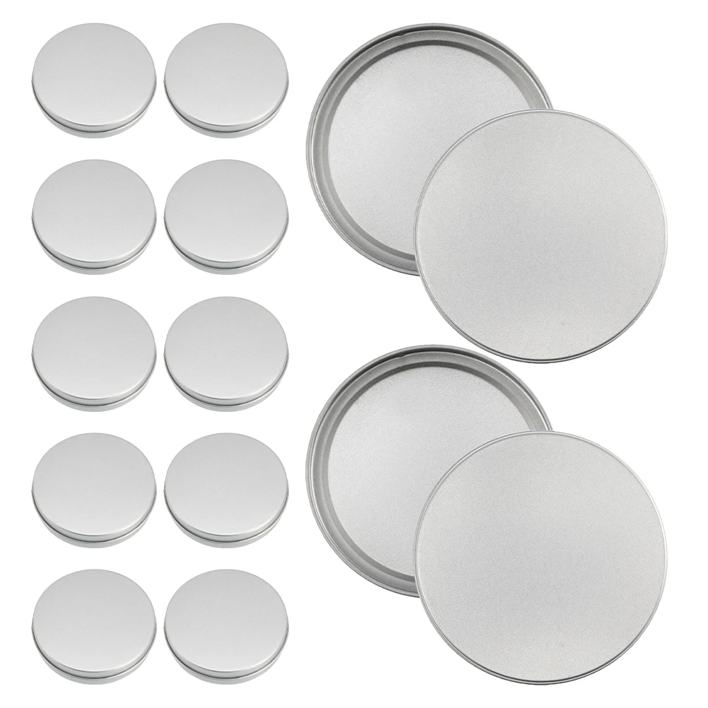 

12pcs Iron Round Metal Tins for Candies Cookies Empty Containers Silver Lid Candy Game Box Storage Solution