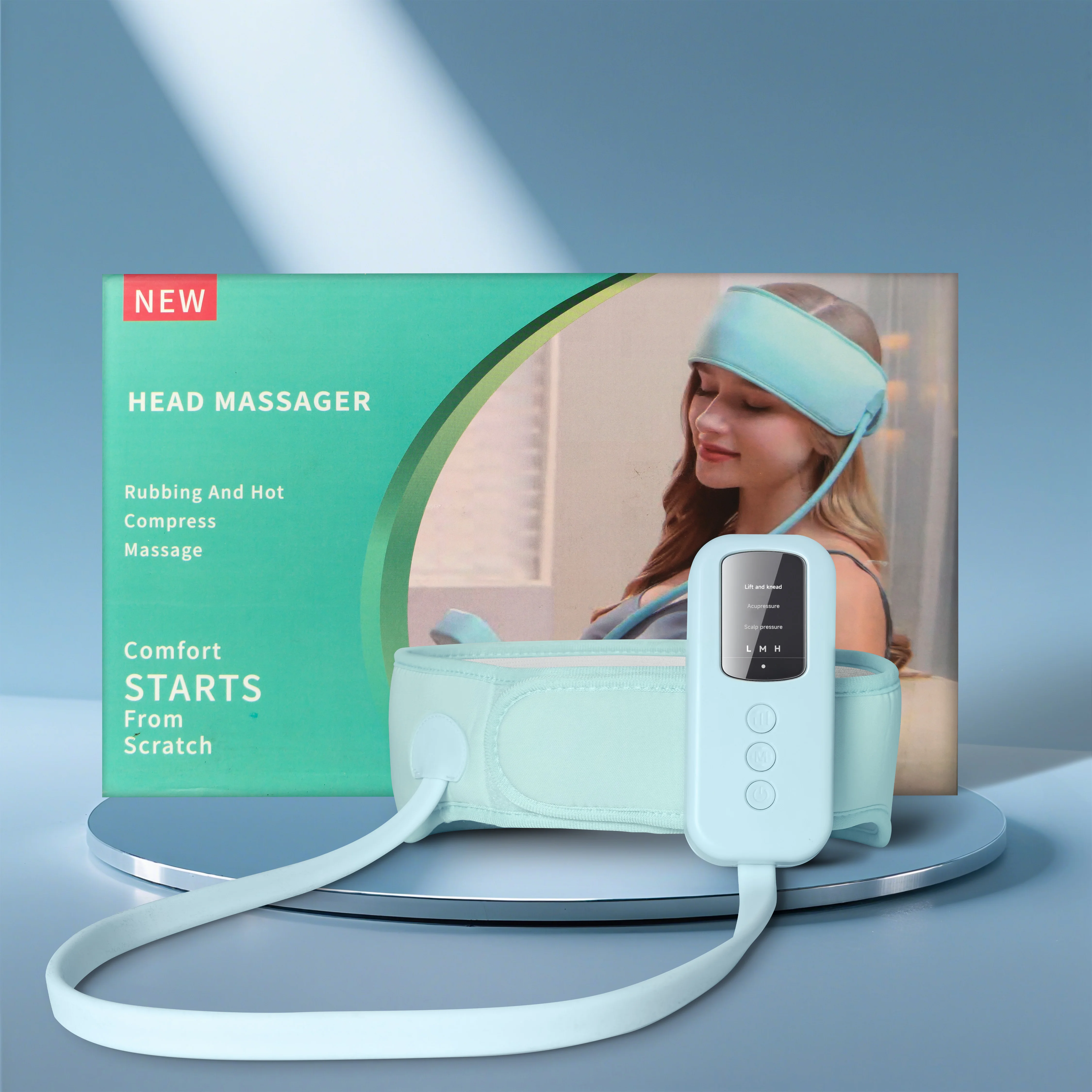 

Шапка для снятия мигрени с питанием от USB - массажер для головы и глаз с функциями компрессии и нагрева, для снятия стресса и улучшения сна, регулируемая