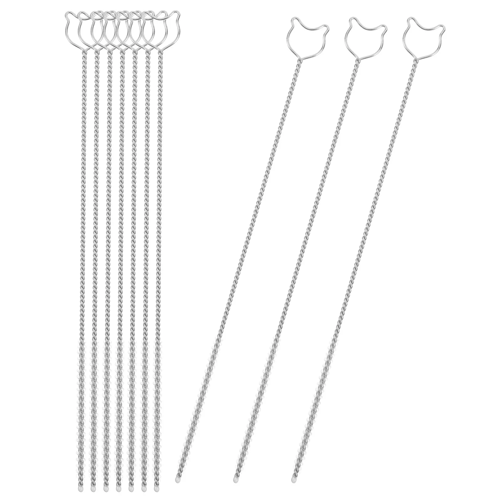 10Pcs Stainless Steel Straw Cleaner Brush Cartoon Bear Design Extra Long Straw Cleaning Brush for Water Bottles Tumblers Tubes