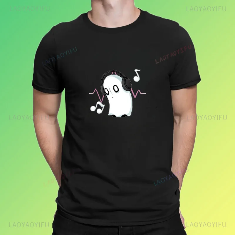 Lonely music loving ghost hip hop trend street wear casual simple summer men and women universal crewneck short-sleeved T-shirt