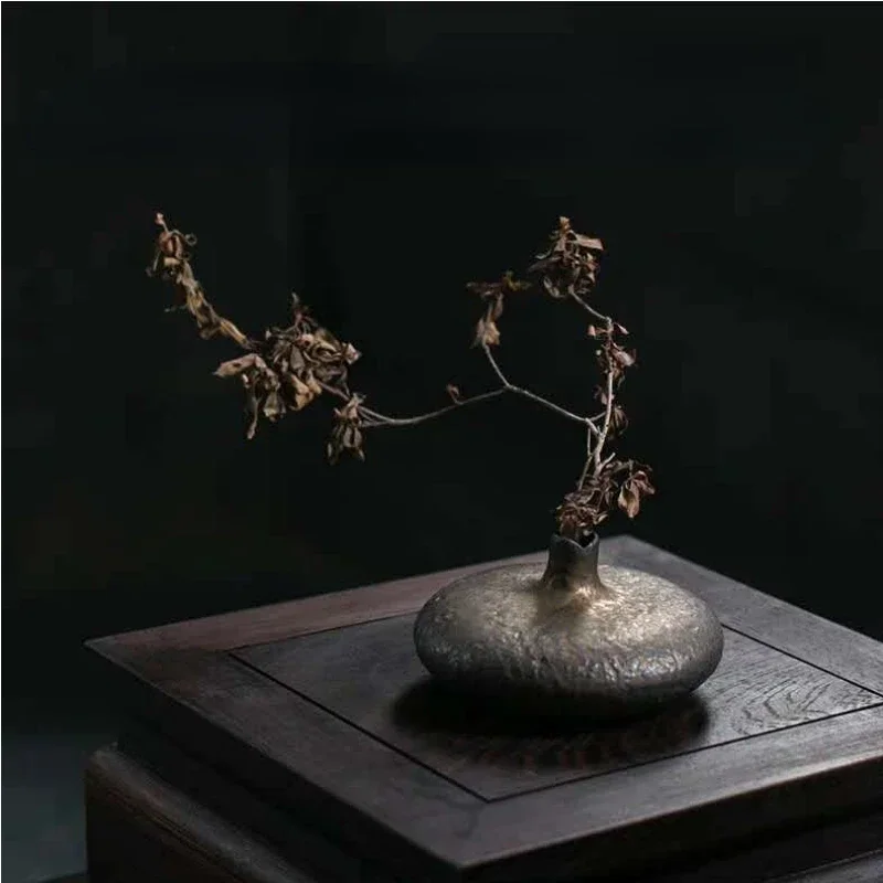 Chinese Retro Ceramic Vase Living Room Coarse Pottery Flower Ware Home Desktop Bookshelf Art Decoration Ornaments