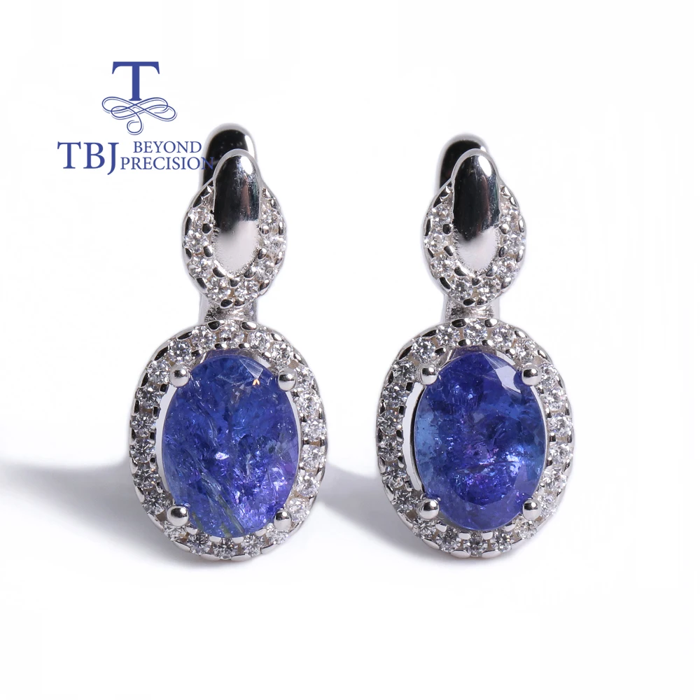 

Gorgeous Real gemstone natural inclusion quality blue Tanzanite earrings 925 sterling silver fine jewelry precious gift for mom